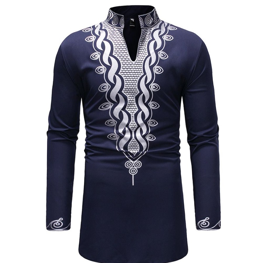 Men ericdress | Ericdress African Fashion Dashiki Geometric Print Mens Casual T Shirts