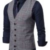 Men ericdress | Ericdress Plaid V-Neck Single-Breasted Mens Casual Waistcoat