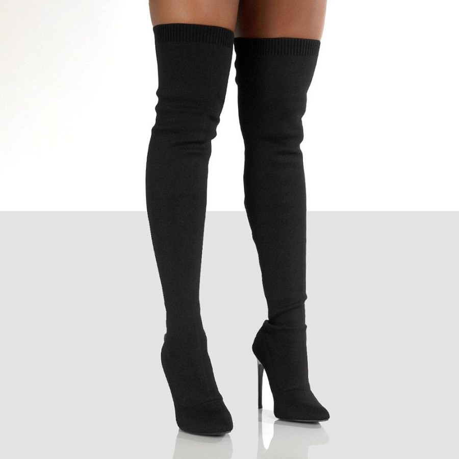 Boots ericdress | Ericdress Pointed Toe Slip-On Stiletto Heel Western Knee High Boots