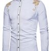 Men ericdress | Ericdress Golden Embroidery Plain Men'S Single Breasted Shirt