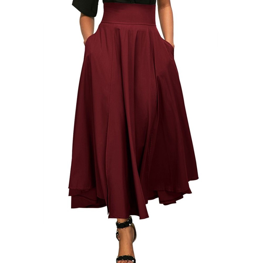 Women ericdress | Ericdress Asymmetrical Pleated Plain Women'S Skirt