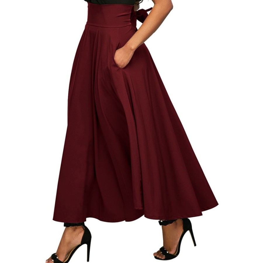 Women ericdress | Ericdress Asymmetrical Pleated Plain Women'S Skirt