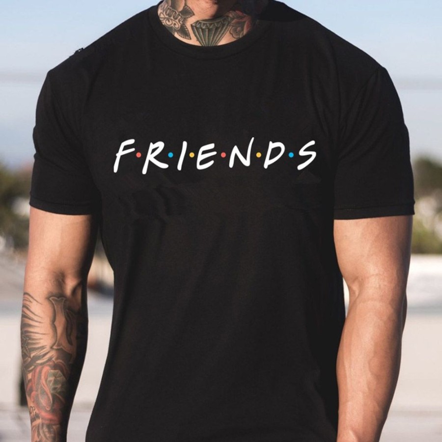 Men ericdress | Ericdress European Round Neck Print Short Sleeve Men'S Straight T-Shirt