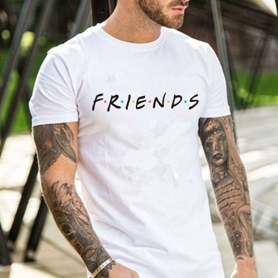 Men ericdress | Ericdress European Round Neck Print Short Sleeve Men'S Straight T-Shirt