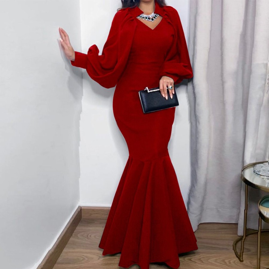 Women ericdress | Ericdress Floor-Length Long Sleeve Mermaid Pullover Women'S Maxi Dress