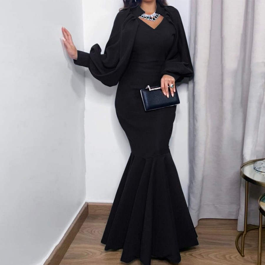 Women ericdress | Ericdress Floor-Length Long Sleeve Mermaid Pullover Women'S Maxi Dress