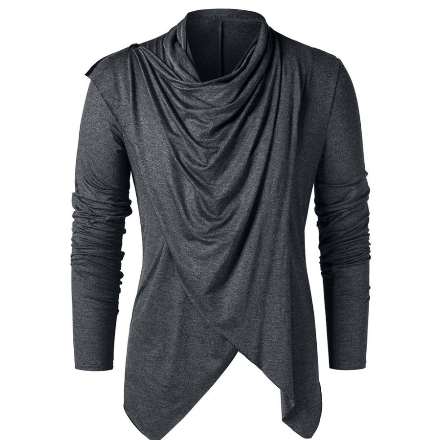 Men ericdress | Ericdress Plain Casual Heap Collar Pullover Long Sleeve Men'S T-Shirt