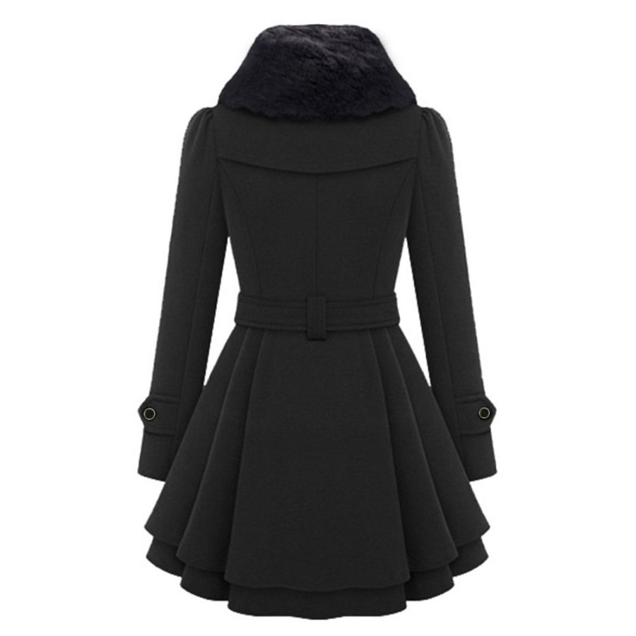 Women ericdress | Ericdress Double-Breasted Plain Mid-Length Belt Coat